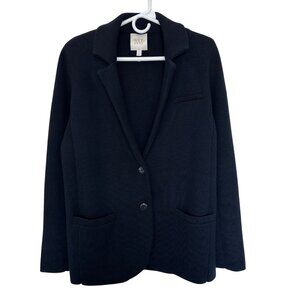 TWP Womens 100% Merino Wool Boyfriend Knit Blazer Size L Midnight Blue Classic